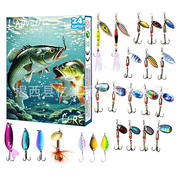 Jud- Nytt Fiske Set Adventskalender Blind Box 24 Countdown Julklapp för fiskeälskare
