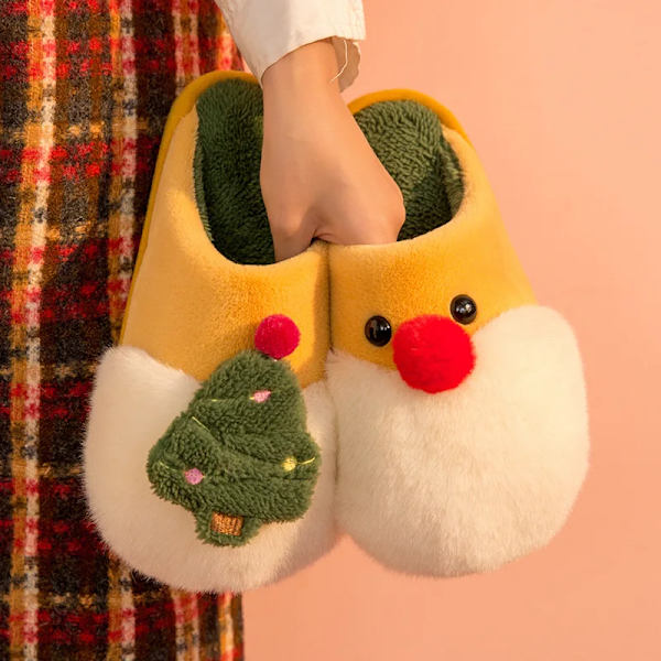 Mub- 03 Winter Women's Fashionable Soft Indoor Home Fluffy Sheep Skin Real Wool Christmas Home Slippers 2 2 40-41