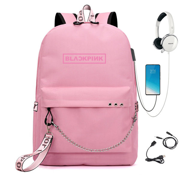 Blackpink USB laddningsryggsäck multifunktionsryggsäck