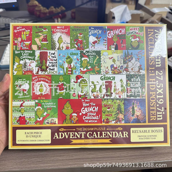 Xbi- Grinchen Grønthår Kalender Julpuslespil Adventskalender 24 Skuffer A