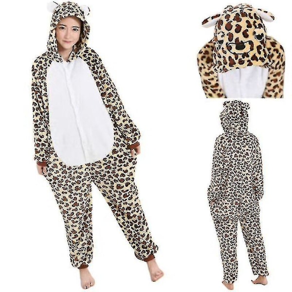 Unisex-aikuisen kigurumi-eläinhahmoasu Onesie-pyjama Yksivärinen M M Leopard