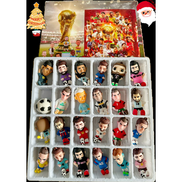 Jud- Högkvalitativ VM 2024 adventskalender Fotbolls-VM Jul Blind Box Messi, Haaland, Mbappe，Cairo etc R