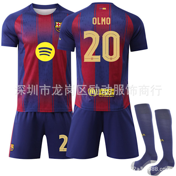Jud- 2526 Barcelona hemma Champions League version fotbollströja set 20 OLMO #26