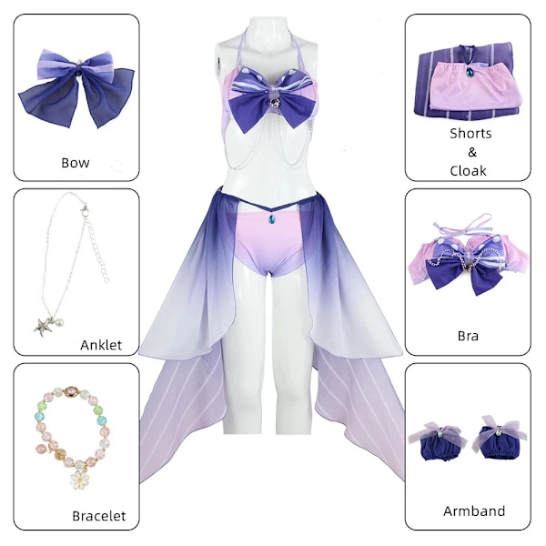 Mub- Genshin Impact Hu Tao Lisa Ms Hina Sangonomiya Kokomi Bikini Uimapuku Uima-asu Kesähaalarit Viitta Cosplay-asu Asuste 2 2 XL