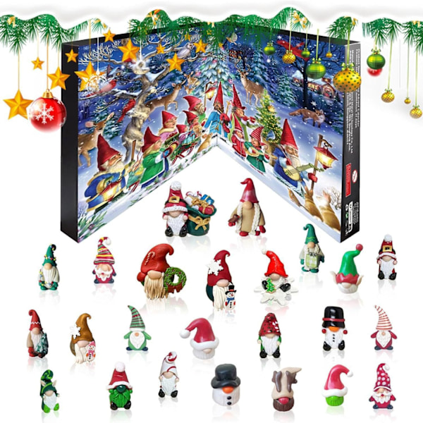 Xbi - Joulu 2024 Gnome-adventikalenteri, 24 päivää Gnome-koristeiden adventtikalenteria