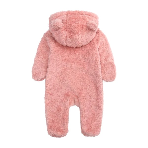 Mub- Winter Warm Newborn Baby Bodysuit Thicken Flannel Outside Kids One Piece Plush Baby Romper Pink Pink 3-6m