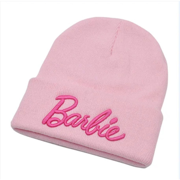 Mub- Barbies Pink Strikkede Hue Beanies Ins Koreansk Version Af Europæisk Og Amerikansk Stil Sød Broderi Hat 1