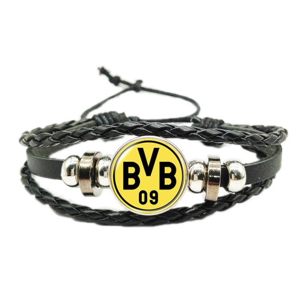 Jud- Fotbollsfans Tid Juvel Väv Justerbar Läder Rep Armband Dortmund