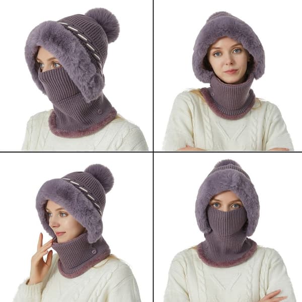 Stickad mössa Face Cover Halsmössor BEIGE beige