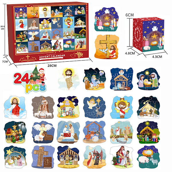 Xbi- Jul, Blind, Box, Nedräkning, Kalender, Jesus, Pussel, Jul, Advent, Kalender, Gåva, Julklappar