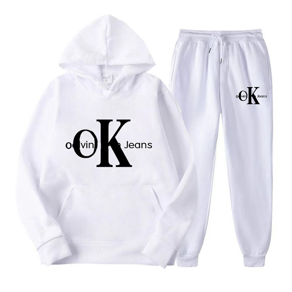 Tvådelad träningsoverall för kvinnor med långärmade beskurna set .i White White 3XL