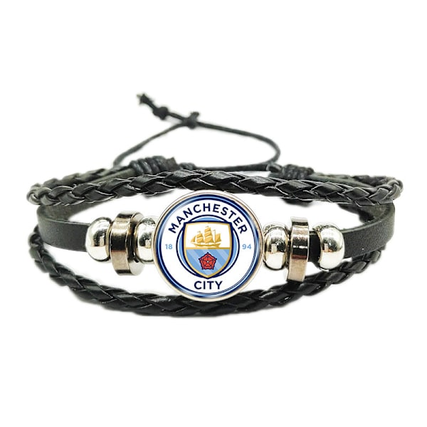 Jud- Fotbollsfans Tid Juvel Väv Justerbar Läder Rep Armband Manchester city