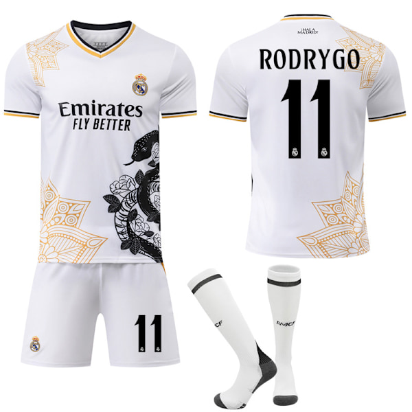 Jud- 2526 Real Madrid Hvit Orm Spesial Minneutgave Fotballdrakt Sett 11 RODRYGO #24