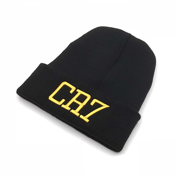 Jud- Ronaldo CR7 Three-dimensional embroidery Fall/Winter knitted hat black