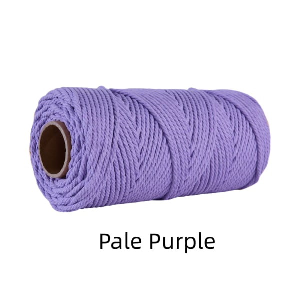Naturlig bomull Twisted Cord Craft Macrame Artisan Rep String Flätad 4mm*100M Pale Purple