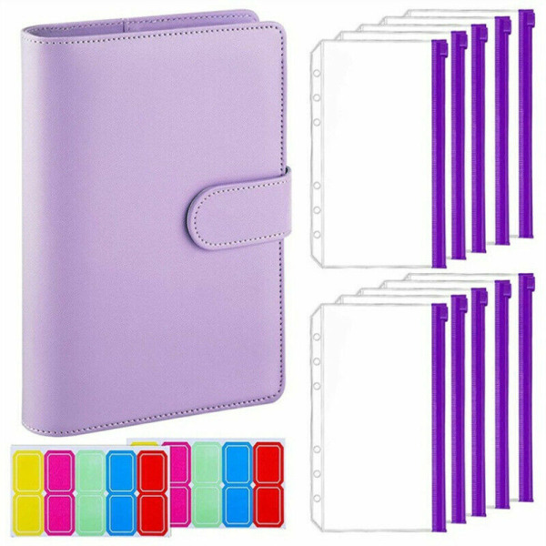 A6 Notebook Cash Organizer Budget Pärm Pengar Spara Plånbok Planer Kuvert Purple