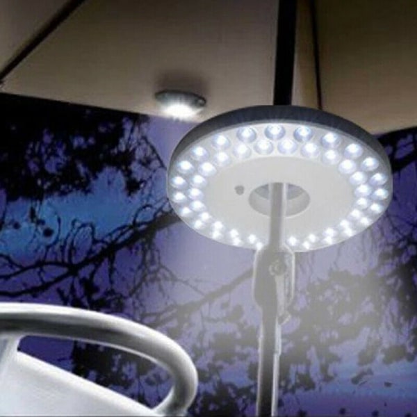 48 LED-lampor för parasoll på uteplatsen, 3 ljusstyrkelägen, trädgårdscampinglampa silver