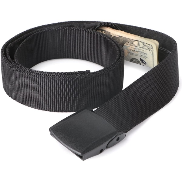 Resesäkerhet Pengabälte med dold pengaficka - Cashsafe Stöldskyddsplånbok unisex Nickelfritt nylon av svart