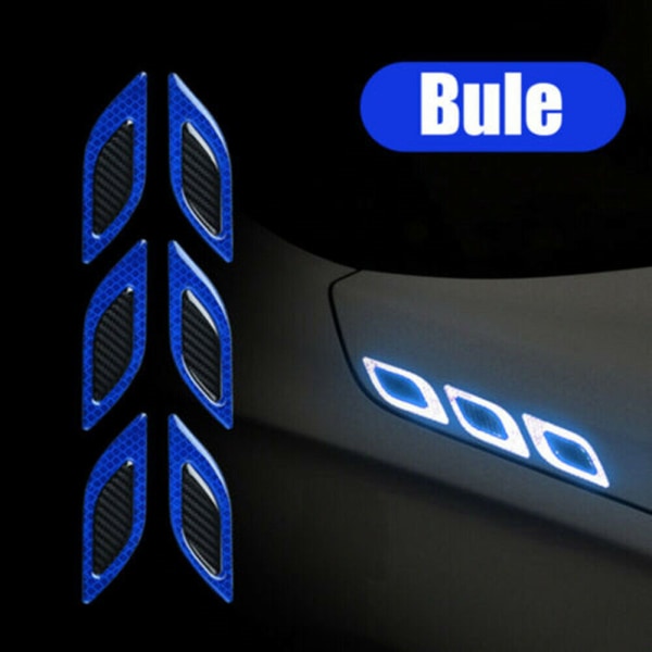 Car Vent Edge Bumper 3D reflekterande klistermärke Dekal kolfibermönster 6PCS Blue