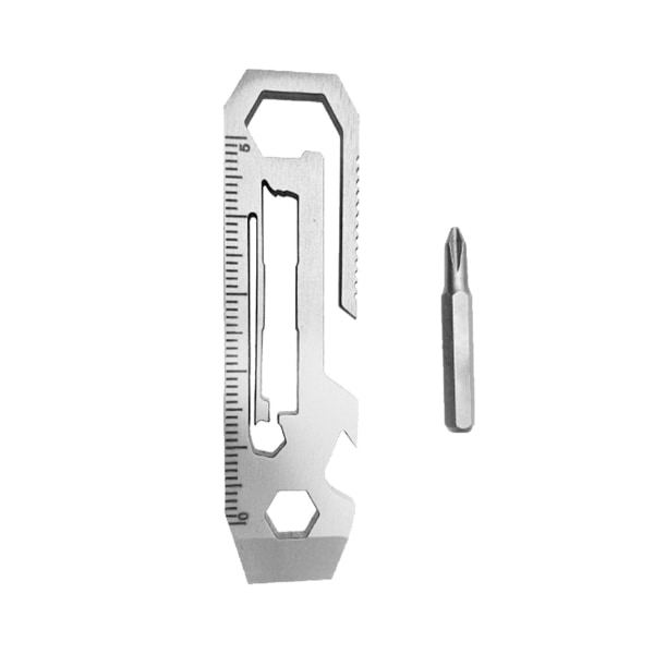 Multifunktionell skiftnyckel med öppnare och mätlinjal Multiverktyg i rostfritt stål silver