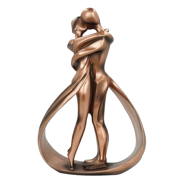 Romantisk kram Kyss Skulptur Prydnad Dreamseden Tillgiven par Staty Hartsdekor guld