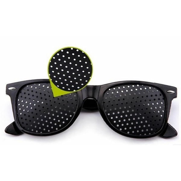 Rutnätsglasögon/hålglasögon för ögonträning och avslappning i en set av 2 gallerglasögon Wi svart