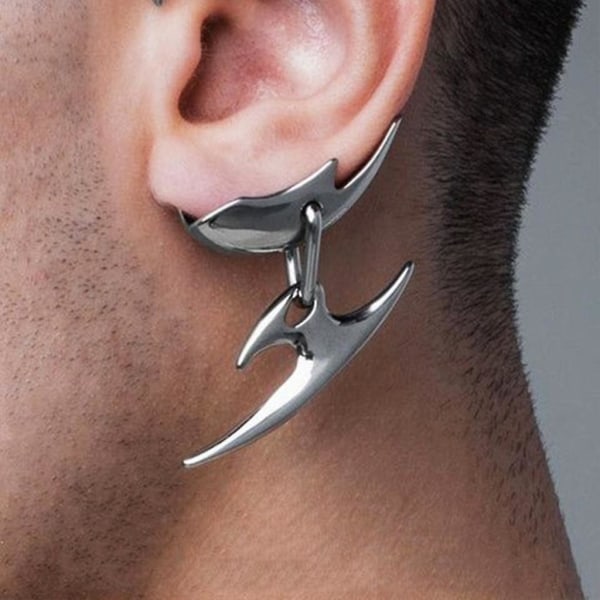 Dolk-ear Cuff Cyberpunk-ear Climber Örhängen Gothic Ear Clip Wrap för kvinnor silver