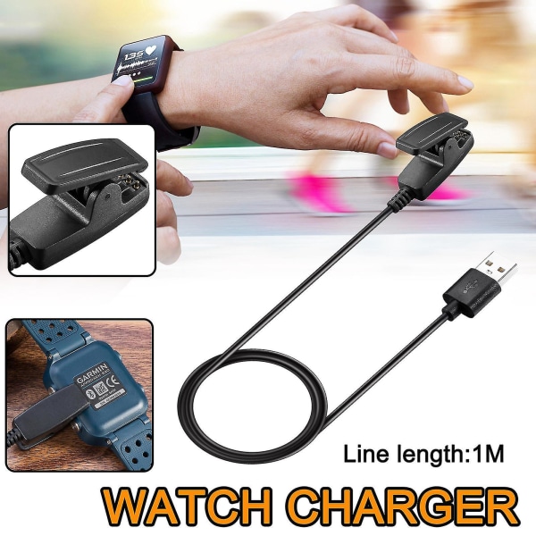 Laddningskabelladdningshållare USB för Garmin Lily/garmin Vivomove Smart Watch svart