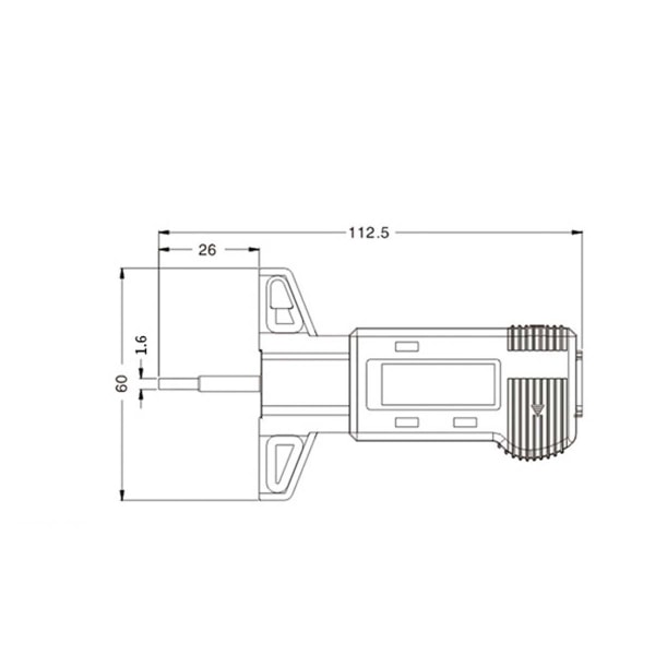 Däckmönsterdjupmätare Digital däckmönsterdjupskontroll Däckmönsterdjupmätare Bärbart verktyg för djupmätning svart