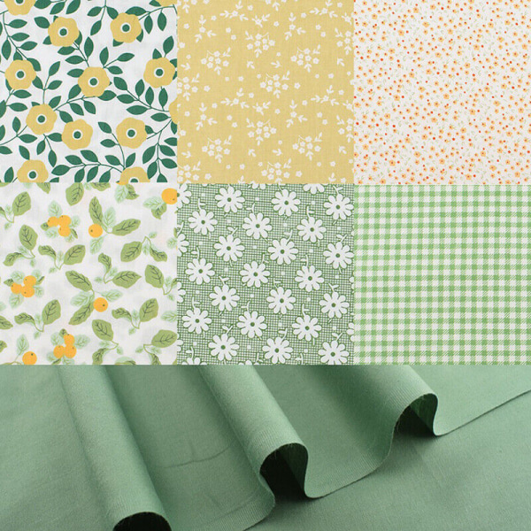 7 st Fat Quarter Tyg Bunt 100% bomull Quilting Patchwork Mixed Craft Green 25*25cm