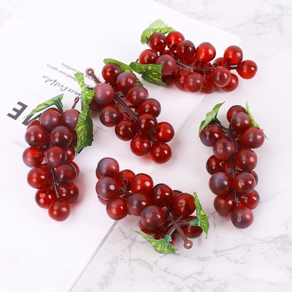 5X Konstgjord växtfrukt Druva Fake Fruits Dekor Mat Naturtrogna kontorsfesthem Red 18 grapes