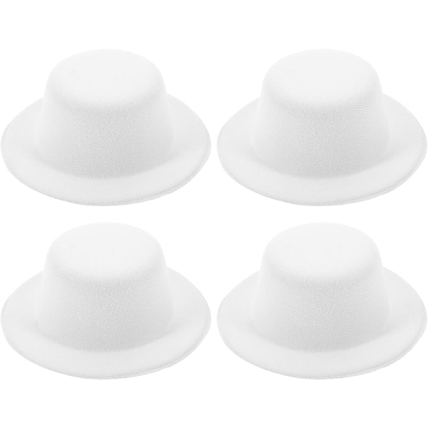 4st Mini Filt Top Hats Mini Formella Hattar Dockornament Jul White