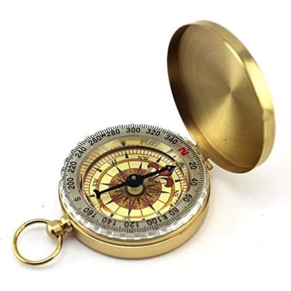 Mini Vintage Pocket Compass Watch Digital mässingsnyckelring Utomhusnavigeringsverktyg för campingresa och vandring guld