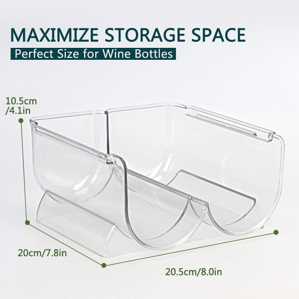 Vinflaskställ Stapelbart kylskåp Vinställ Vinhållare 2 platser Vinförvaringsställ Vinställ transparent