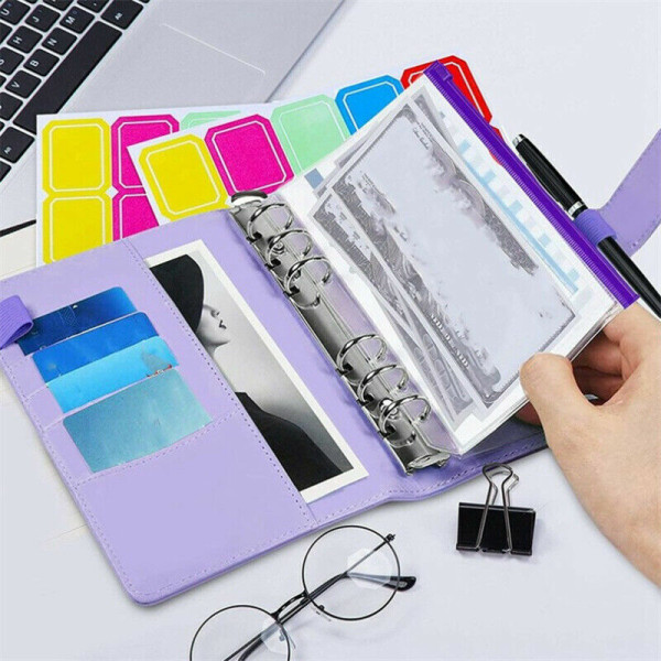 A6 Notebook Cash Organizer Budget Pärm Pengar Spara Plånbok Planer Kuvert Purple