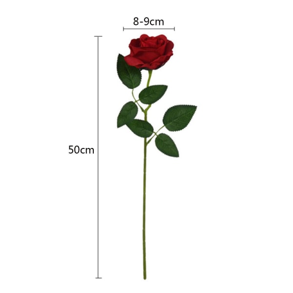 5st enkel lång stjälk falska rosor silke blommor blommande brud konstgjorda Red
