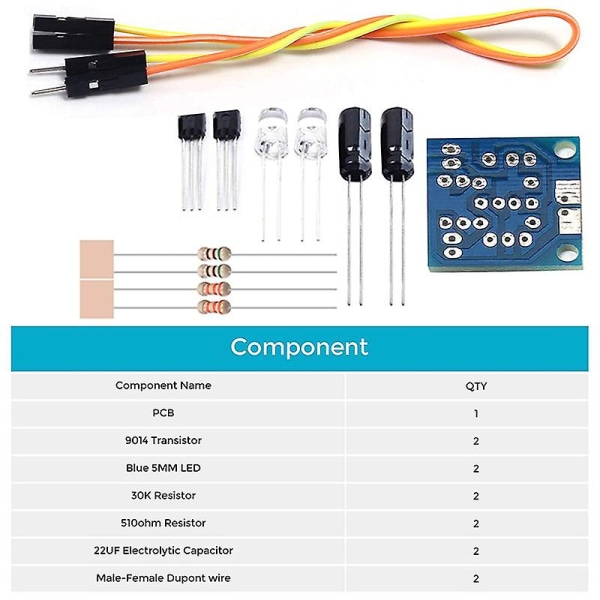 4-delat Set 5mm Led Flash Diy Kit Elektronisk Kit Pcb Circuit Wel