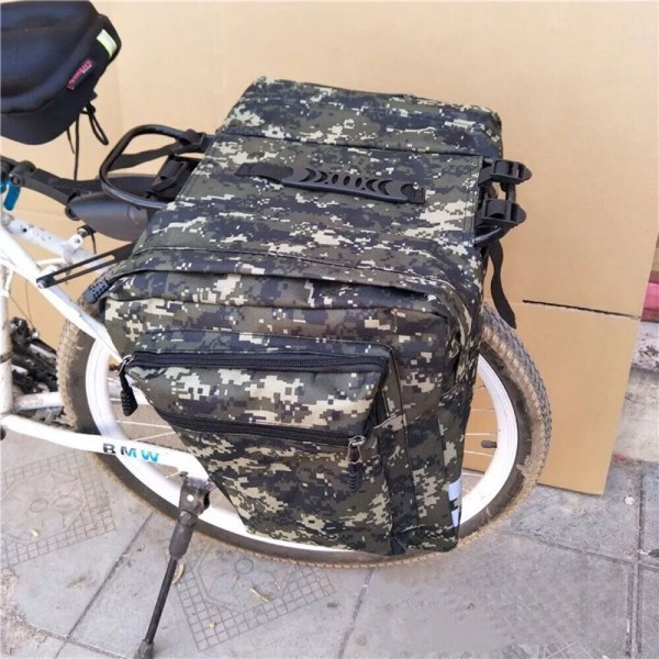 Dubbla cykelväskor cykel baksäte bagagehållare pack kamouflage Green