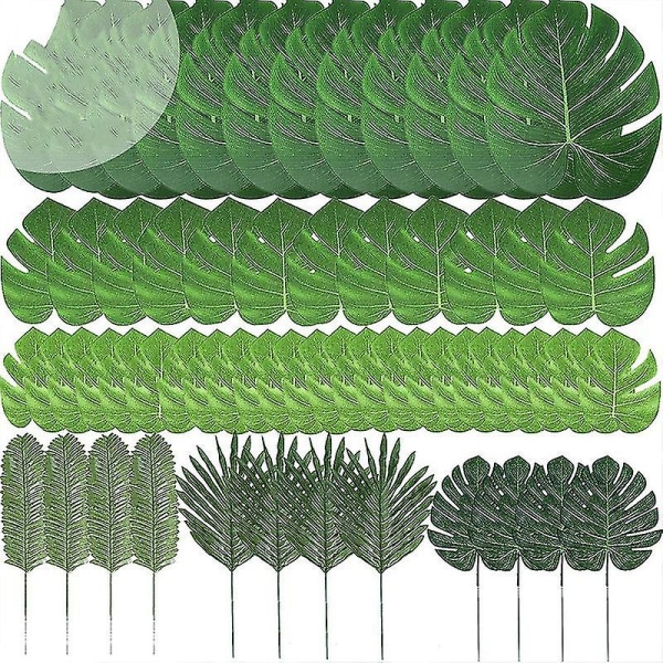 60 st 6 sorters konstgjorda palmblad Tropiska växtblad Faux