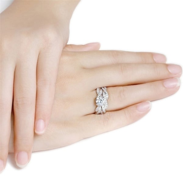 Bröllop Eternity Förlovningspläterade Sterling Silver Promise Ringar för kvinnor silver