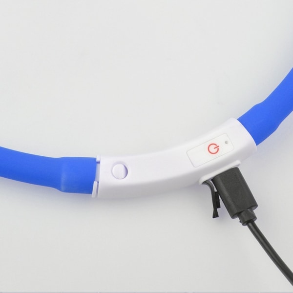 USB uppladdningsbar LED-halsband för hunddjur Blinkande storlek Justerbar säkerhetslampa Blue 50cm