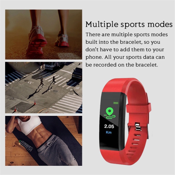 Smart Watch Band Sport Fitness Activity Tracker för barn Fit Bit iOS Android Red