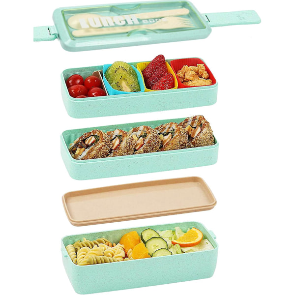 Meider Upgrade Bento Lunch Box Återanvändbar Bento Box för barn och A Green 1000ml