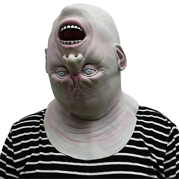 3D omvänd upp och ner huvudmask Alien Zombie Halloween Cosplay Costume grå