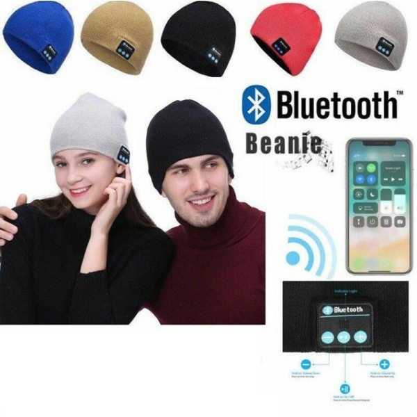 Trådlös Bluetooth Smart Beanie Hat Handsfree Musik hörlurar Högtalare Khaki