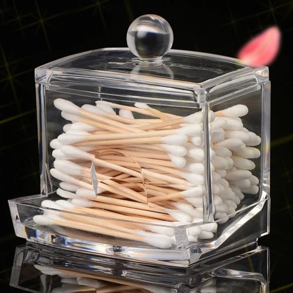 Fyrkantig Q-Tips Hållare för bomullspinnar Transparent bomullspinnar Stora