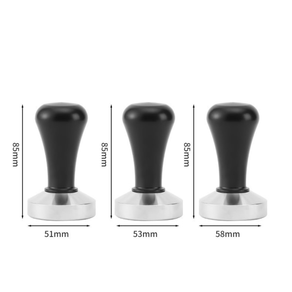 Espresso Kaffe Tamper Stål Kaffe Distributör Nivåverktyg Press Hammer Black 51mm