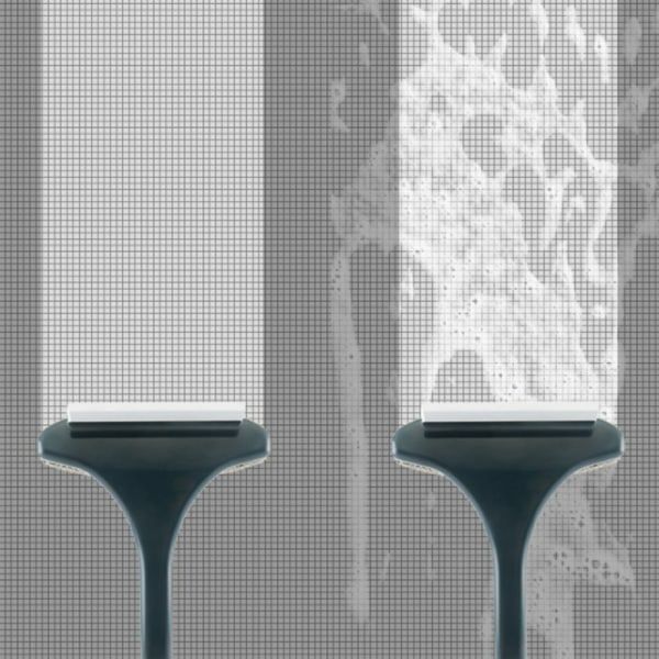 2X Mesh skärmborste Avtagbar dubbel sidofönsterrengöringsskrapa & långt handtag White