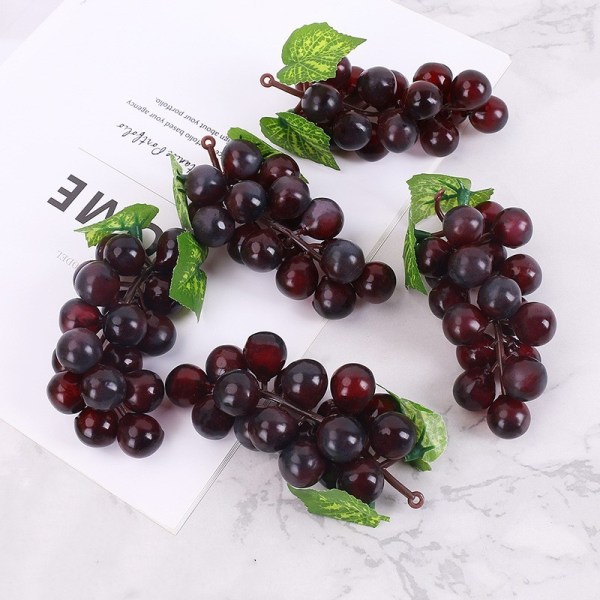 5X Konstgjord växtfrukt Druva Fake Fruits Dekor Mat Naturtrogna kontorsfesthem Purple 18 grapes