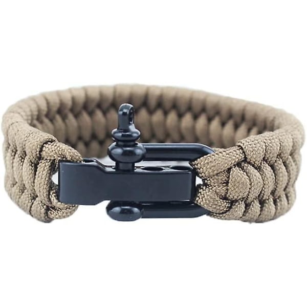 Avslappnad 550 Lb överlevnadsarmband handledskedja med 3 storlekar Lätt justering Rostfritt stål Svart schackel för camping Vandring Utomhussporter Armband brun